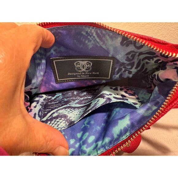 Sharif Red Purse Handbag Sequins Rose Top Chain Handle Cross Body Shoulder Strap - Picture 10 of 14